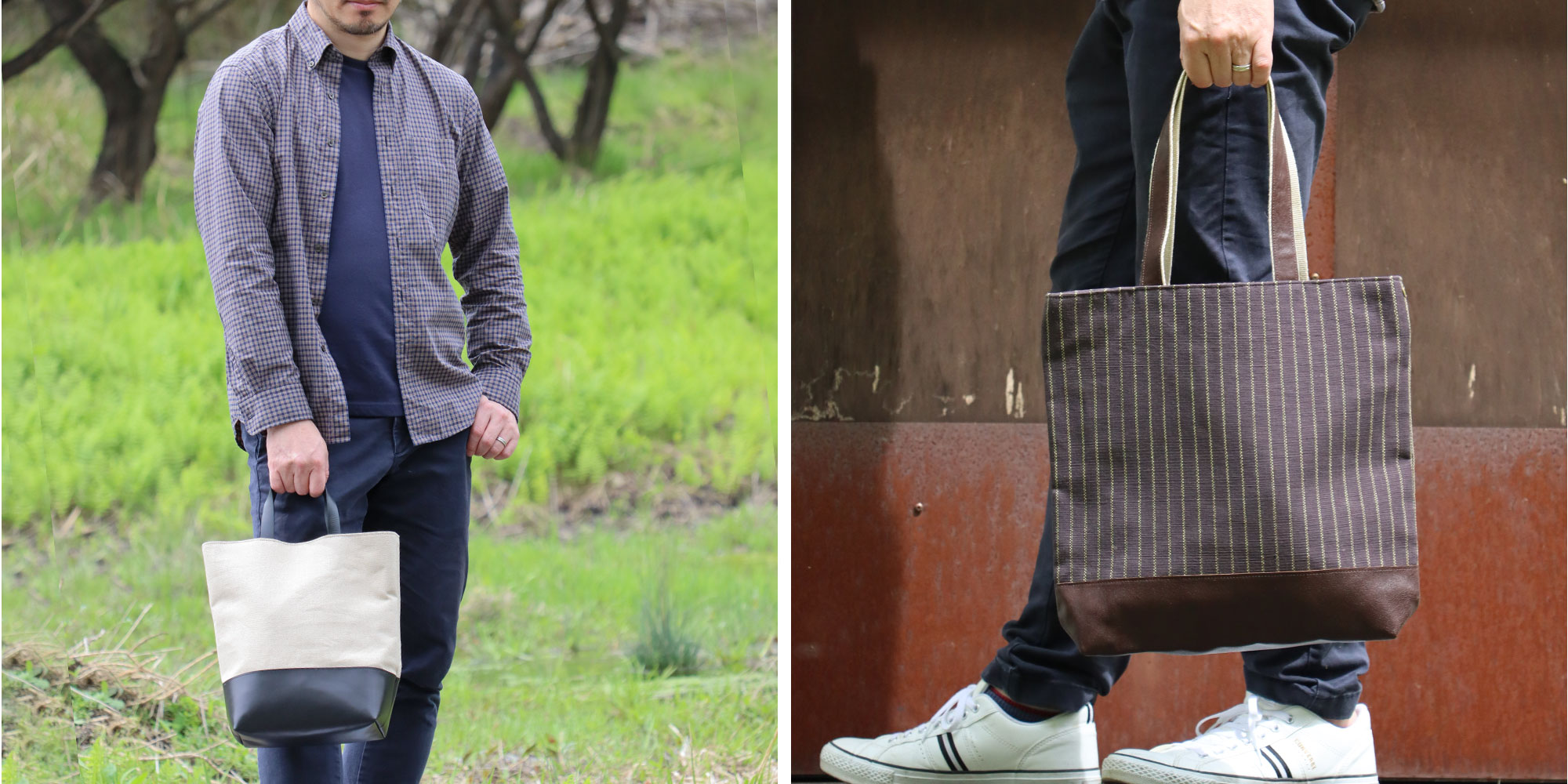 メンズのリネンバッグ