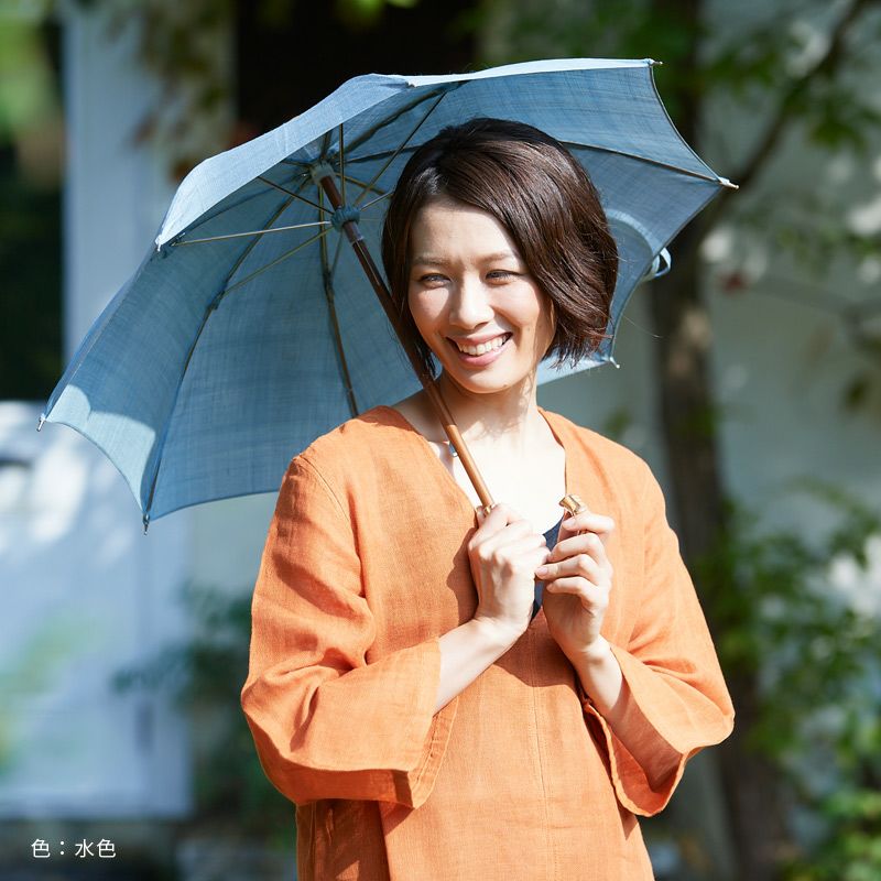 手織り麻ショート日傘
