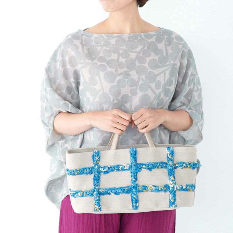 古布裂き編み格子バッグの色は画像と異なる場合があります