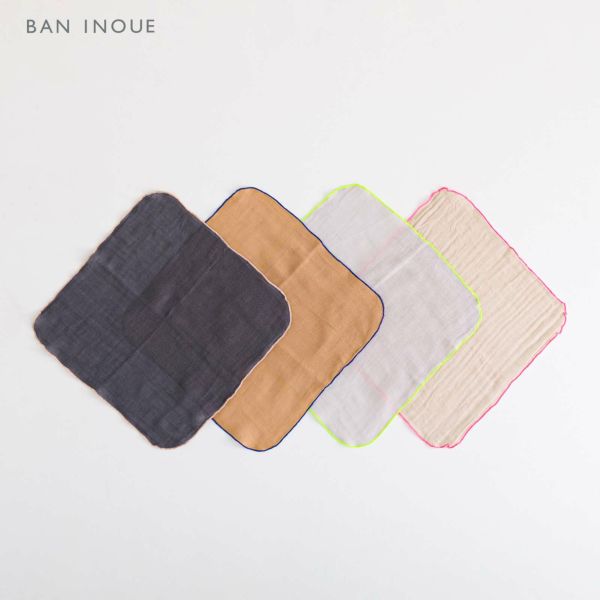 ふちどりデザインの蚊帳ハンカチ｜BAN INOUE 公式